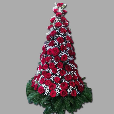 "Flower arrangement with 50 Red roses along with fillers - Click here to View more details about this Product